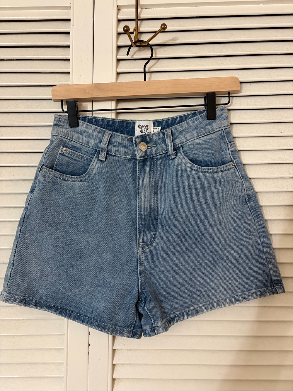 Princess Polly Light Wash High Waist Denim Shorts